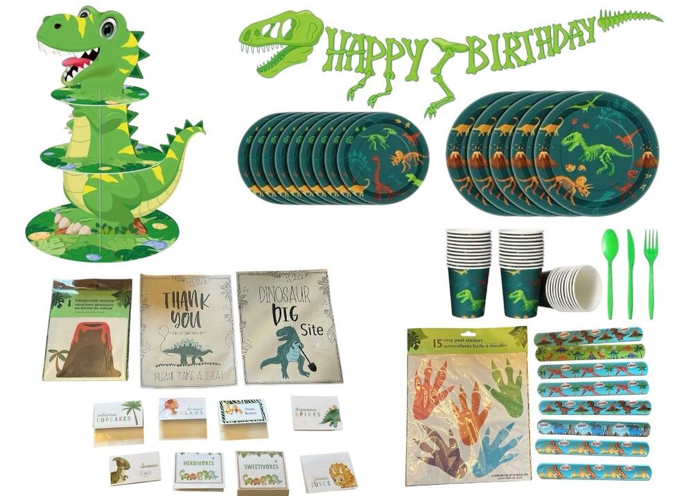 T-Rex Dino Birthday Party Pack: Decor, Favors & Tableware!
